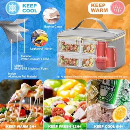 AIJIEKE Lunch Backpack for Women, 15.6 Laptop Backpack, Lunch Box, Gray | Water resistant computer bag with insulated leakproof cooler. Travel meal prep backpack for nurse, teacher, college commute - color: Grey