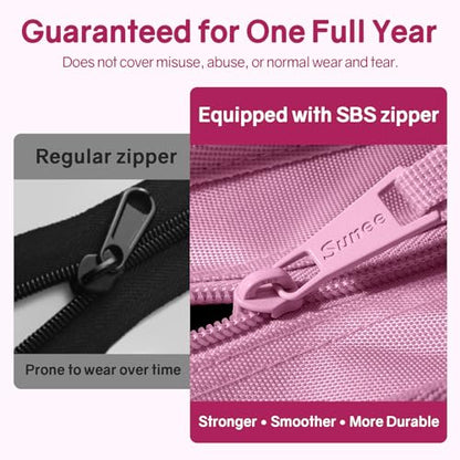 SUNEE Zippered Binder Bag with Handle, 2-Inch 3-Ring O-Ring, 500-Sheet Capacity, Includes Zip Pocket, 5-Tab Expanding File Folder, Multi-Pocket Organizer Binder for Middle School, Grape Purple - color: Grape Purple