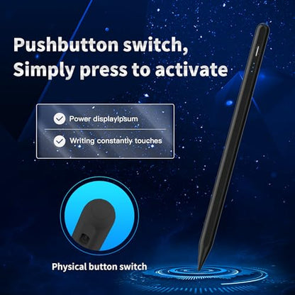 Stylus Pen Android for Samsung Galaxy Tab A11+/A11/A9/A9Plus/A8/A8plus/A7/A7lite Push-Button Switch, Accurate Writing, +2Nibs&Long Battery Life(NW Black) - color: NW Black