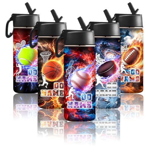 Next Day Shipping Custom Water Bottle Personalized Cups for Kids Girls Boys Toddler Baseball Customized Name Insulated Stainless Steel Water Bottles Customizable Gifts for School Christmas Birthday - color: New Color 28