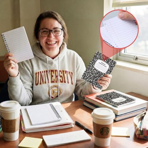 Fulmoon 100 Pack Composition Notebooks College Ruled, 60 Pages (30 Sheets), 9-3/4 x 7-1/2 Inches Marble Cover Composition Notebooks Back to School Supplies for College Students Office - color: Black, size: College Ruled 4.5 x 3.25 Inches