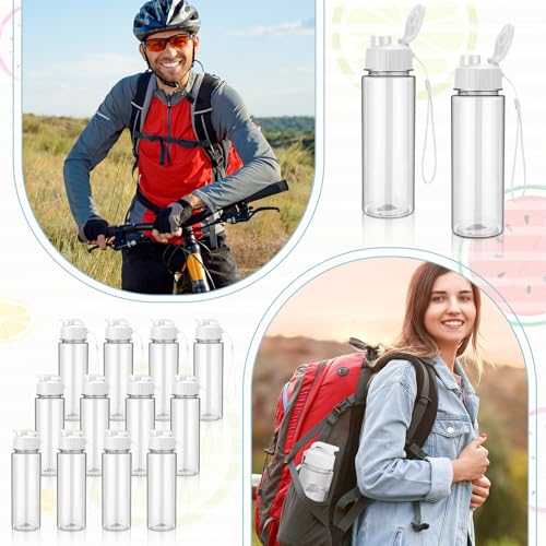 Domensi 50 Pieces Plastic Water Bottle Bulk 17 oz Sports Adults Reusable Large Water Bottles with Leak Proof Flip Top for Adults Fitness (White) - color: White