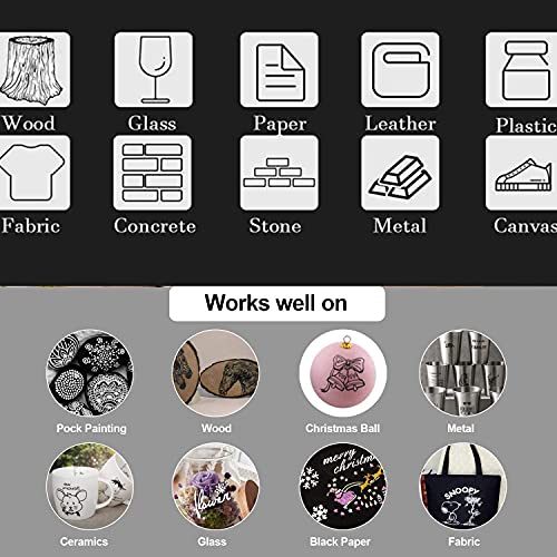 EBOT Black Paint Pens, 6 Pack 0.7mm Acrylic Black Permanent Marker,White Paint Pens for Rock Painting, Stone,Wood, Plastic, Ceramic, Glass, Metal Canvas, Paper, Water-based Extra Fine Point