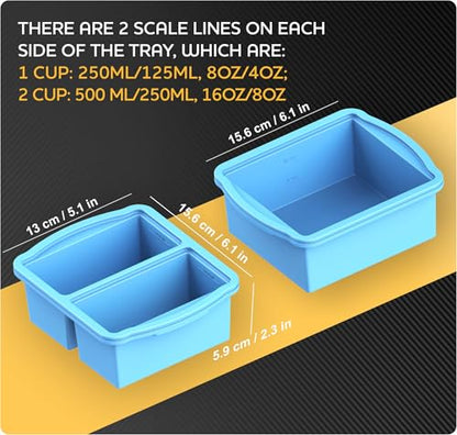 Silicone Freezer Trays with Lids, Set of 2 - with 1cup and 2 cupSilicone Freezer Molds for freezing soups, sauces and individual servings of lasagna, casseroles, dishwasher and microwave safe - color: 2 Pack Blue
