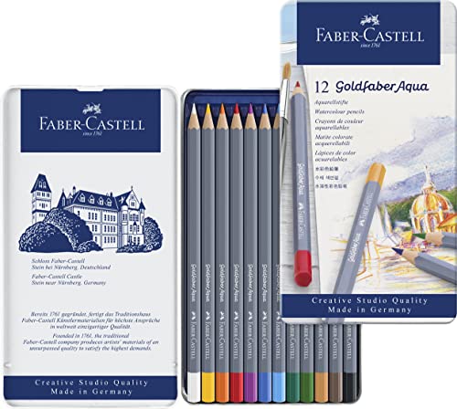 Faber-Castell Goldfaber Aqua Watercolor Pencils - Pre-Sharpened Water Colored Pencils (12 Count)