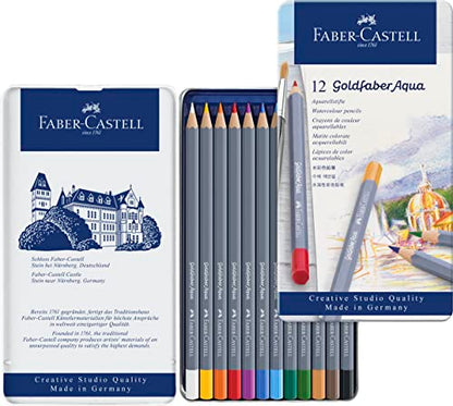 Faber-Castell Goldfaber Aqua Watercolor Pencils - Pre-Sharpened Water Colored Pencils (12 Count)