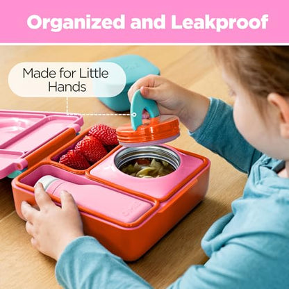 Omie OmieBox Kids Insulated Leakproof Bento Lunch Box with Food Jar (Pink Berry) - color: Pink Berry