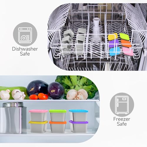 SOPHICO Stainless Steel Snack Containers for Kids, 6 oz Leak Proof Small Food Storage Container with Silicone Lid, 304 Metal Toddler Lunch Box for Daycare, School and Travel (6 Pack) - color: 6oz,mix,6pack