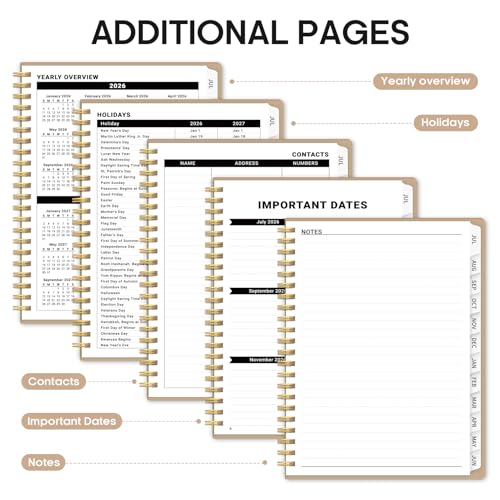 Planner 2026-2027, 8.5" x 11" Weekly and Monthly Academic Year Planner Calendar, July 2026 - June 2027, Hardcover Large School Planning Agenda With Tabs, Perfect for School & Office Supplies, A4, Oat Brown - color: D-Oat Brown, size: A4(8.5"x11")