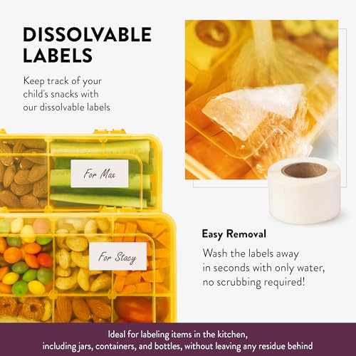 Snack Box Containers Set of 2-Reusable,100 Dissolvable Labels, 8 Adjustable Compartments, Dishwasher Safe, BPA-Free, Meal Prep Container, PARENT TESTED PARENT APPROVED AWARD (2 Pack) (Yellow) - color: Yellow, size: Small