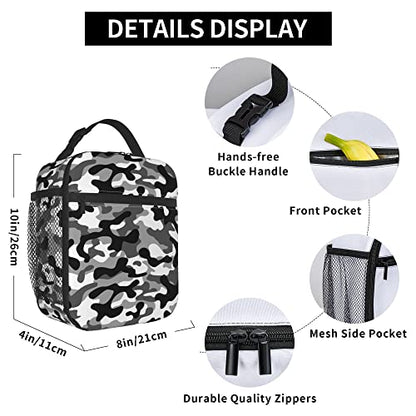 Black Camo Lunch Bags For Men Women Boys Girls Reusable Tote Lunch Bags For Office Work School Picnic Camping Thermal Insulation And Cold Preservation - color: Black Camo