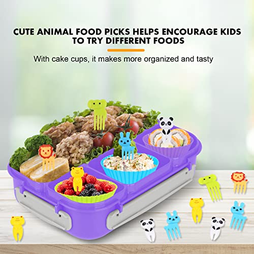 Yumuk Bento Box for Kids, 1300ML Lunch Box Kids with 4 Compartment & Food Picks Cake Cups, Lunch Box Containers for Adults/Kids/Toddler, Leak-Proof (Purple) - color: Purple
