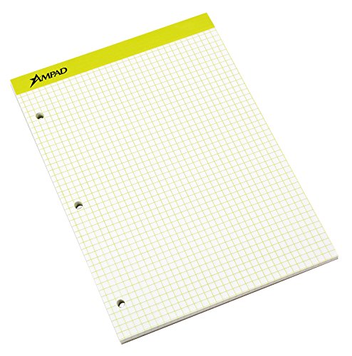 Ampad Double Sheet Graph Pad, 8-1/2 x 11-3/4 Inches, 4 x 4 Quad Rule, Color Will Vary, 100 Sheets (20-278)