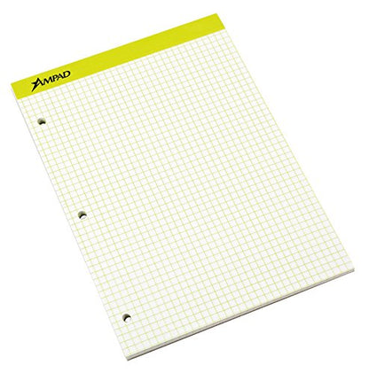 Ampad Double Sheet Graph Pad, 8-1/2 x 11-3/4 Inches, 4 x 4 Quad Rule, Color Will Vary, 100 Sheets (20-278)