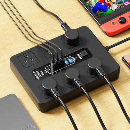 12 Port Smart USB C PD Power Strip Desktop with 78 Inch Cord Multi Outlet Charging Station for Office and Home Tech Setup
