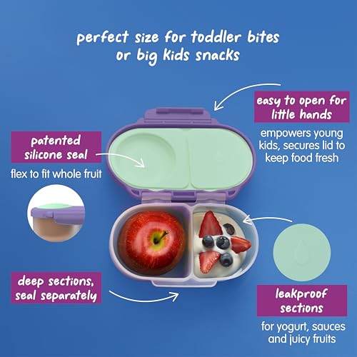 b.box Lunch Box Kids 2-pack, Mini Lunch Box + Snack Containers for Kids | 4.25 + 1.75 Cup Bento Box for Kids, Snack Box, Lunch Containers, Leak Proof, Dishwasher Safe, BPA Free, PFAS Free, Ages 4m+ - color: Lilac Pop