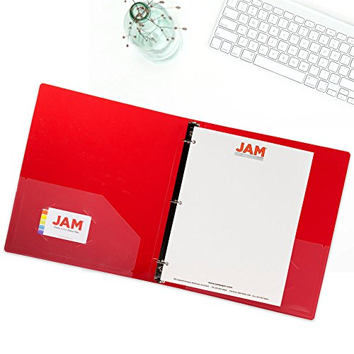 JAM PAPER Plastic 1 inch Binder - Red 3 Ring Binder - Sold Individually - color: Red, size: 1 inch