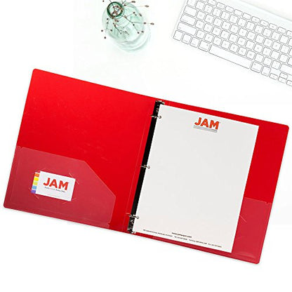JAM PAPER Plastic 1 inch Binder - Red 3 Ring Binder - Sold Individually - color: Red, size: 1 inch