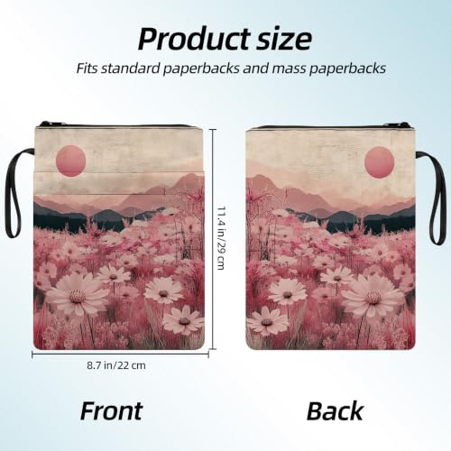 Padded Book Sleeve with Zipper & Front Pocket, Fabric Book Cover | Aesthetic Pink Daisy Flower11.4"x8.7" Washable Canvas Pouch for Hardcovers, Tablets & Reading Accessories - color: Aesthetic Pink Daisy Flower