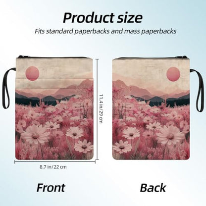 Padded Book Sleeve with Zipper & Front Pocket, Fabric Book Cover | Aesthetic Pink Daisy Flower11.4"x8.7" Washable Canvas Pouch for Hardcovers, Tablets & Reading Accessories - color: Aesthetic Pink Daisy Flower