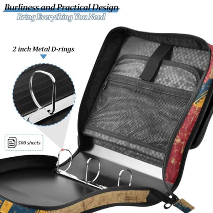 Kcldeci Personalized Binder Bag，American Flag with Motor Custom Zipper Binder Organizer 1.5inch 3 Ring for School and Office Expanding File Folder - color: E11