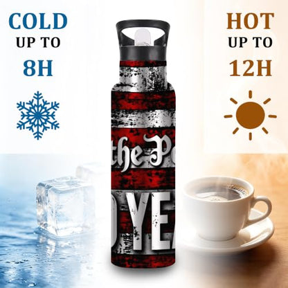 Water Bottles with Straw,Flag Stainless Steel Cup Leak Resistant Double Wall 250 Years Insulated Water Bottle with Handle for Gym Cycling Hiking Office 20 oz - color: Flag,250 Years