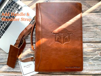 Personalized Oil Brown 3 Ring Check Book Binder - Business Checkbook Holder, Engraved, Zippered, Fits 3 & 9 Holes, 3 on a Page - color: Oil Brown, size: Custom