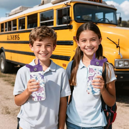 Hiboss Dinosaur Water Bottle for Kids, 16oz Kids Water Bottle Stainless Steel Insulated with Straw Lid, Purple Dino Travel Cup Tumbler Gift for Teens Girls Boys On School Sport - color: Dinosaur - 02