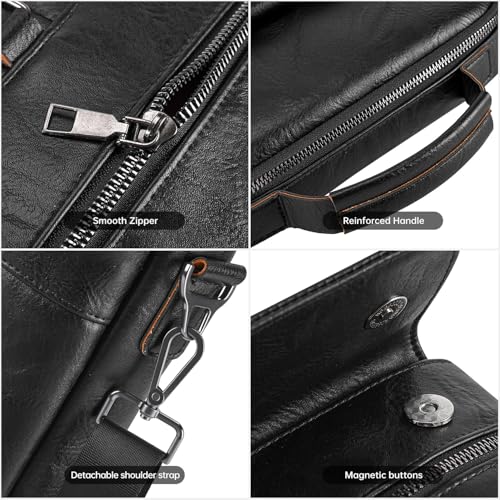 11 inch iPad Sleeve Carrying Leather Bag for 2026 iPad Pro 11 M5 M4 & iPad Air 11 M4 M3 M2, iPad A16 with Magic Keyboard, Protective Padded Travel Shoulder Crossbody Case with Handle, Black - color: Black, size: 9-11 Inch