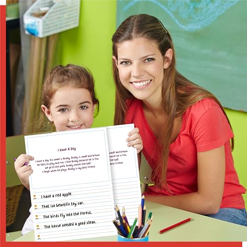 100 Sheets Ruled Writing Paper, Double-Sided Printing 1” Line Spacing with Blank Area Handwriting Writing Paper with Dotted Lines Practice Paper for Kindergarten Toddlers Kids (8” x 10.6”) - size: 8” x 10.6” 100 Sheets, style: Story Paper（vertical version