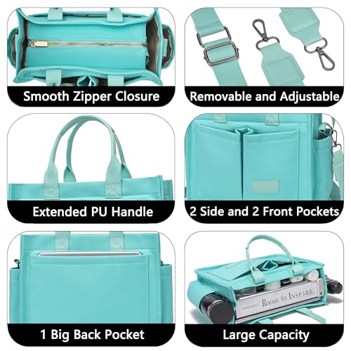 ZHMO Canvas Tote Bag for Women,Women's Bags Crossbody Bags Work Laptop Tote Bag Large Handbags Purse for Travel Nurse Teacher - color: New Upgrade Plus Green With Compartments and Inner Cup Holder