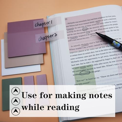 YOUDEFUL Transparent Sticky Notes, 3"x3" Clear Sticky Notes, Waterproof Translucent Sticky Note Pads for Books Annotation, Clear Post it Notes for Bible Study, School, Office - size: Square Brown