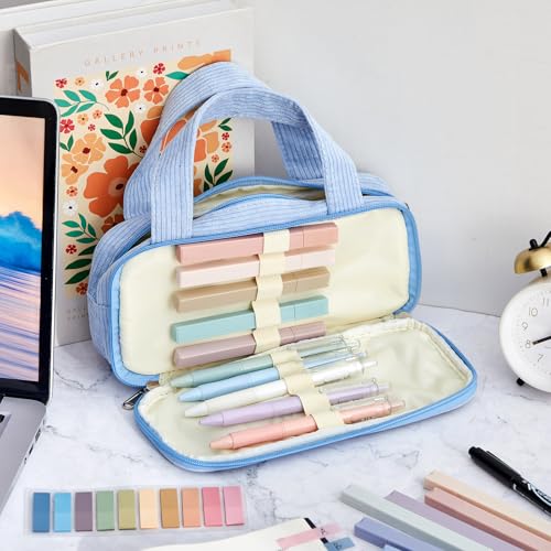 Jutom 39 Pcs Aesthetic Book Annotation Kit Highlighter with Case Bag Gel Pen Transparent Sticky Note Taking Bible Supplies(Light Blue,Classic Style) - color: Light Blue, style: Classic Style