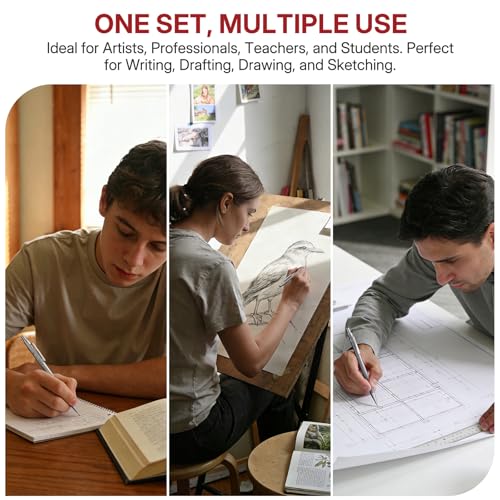 WUO 0.9mm Mechanical Pencil Set with Eraser Pen, 4PCS Metal Mechanical Pencils, 480 HB Lead Refills, 3PCS 4B Erasers, 10PCS Eraser Refills for Writing, Drafting, Drawing & Sketching