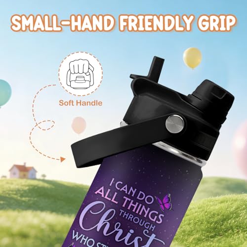 Christian Gifts for Women - I Can Do All Things Christ Water Bottle Water Bottle 18oz - Inspirational Religious Faith Gifts for Women - Christian Jesus God Bible Verse Prayer Gift for Christmas - color: Christian purple
