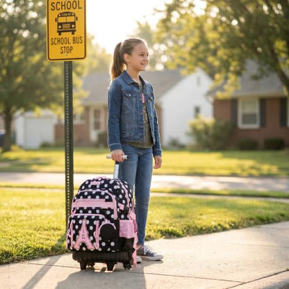 Meetbelify Rolling Backpack for Girls Boys Backpacks with Wheels Kids Carry on Luggage for Girls Boys - color: Black a