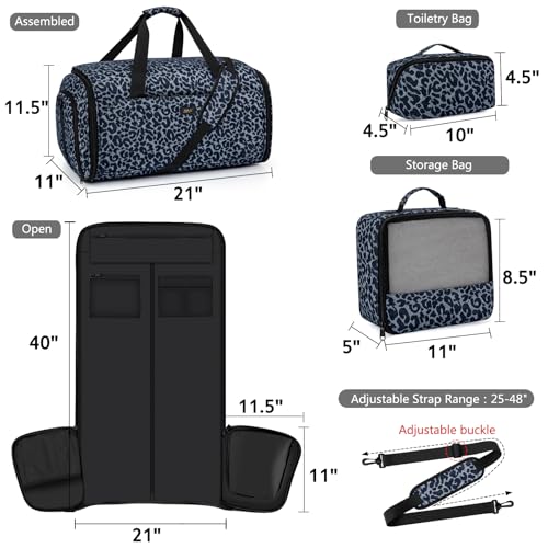 Convertible Garment Bags for Travel - Carry on Garment Duffle Bag with Backpack Straps for Men Women, 4 in 1 Large Travel Duffel Bags with Shoes Compartment Hanging Suit Dress Weekender Bag 3pcs Set - color: D4-Blue