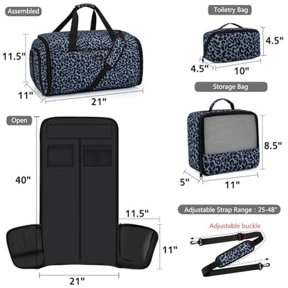 Convertible Garment Bags for Travel - Carry on Garment Duffle Bag with Backpack Straps for Men Women, 4 in 1 Large Travel Duffel Bags with Shoes Compartment Hanging Suit Dress Weekender Bag 3pcs Set - color: D4-Blue