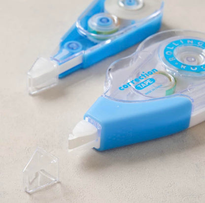 Refillable Blue Correction Tape Set, 5 Tape Dispensers and 5 Refill Cartridges, 10 Pieces Total, 5 mm / 0.20 in x 32.8 ft, White Out Tape for School, Office, Documents, Notes
