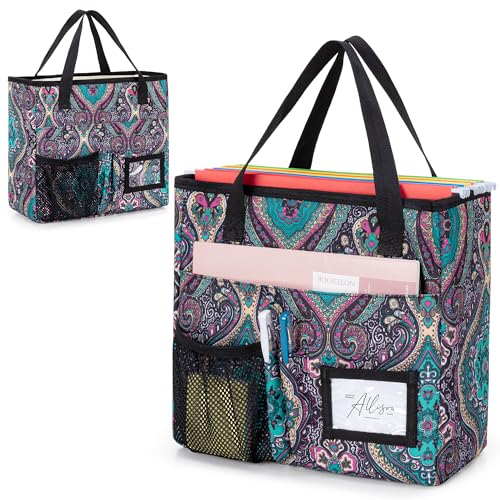 LoDrid Collapsible File Tote Bag with Handles for Letter Size Files, Totem | Portable File Organizer Box with 3 Built-in Boards for Letter Size Files, Document Storage Case for Office, Home, Travel