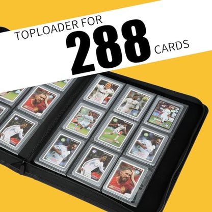 Toploader Binder,Toploader Hard Cases, 9-Pocket Pages Sleeves Hold up 288 Cards.Toploader Card Binder with Sleeves for “3×4” rigid，Card Holder(grey) - color: grey-1, size: 9 Pocket 288 Toploader