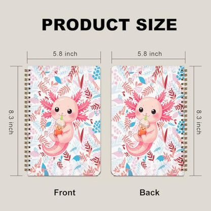 2 Pcs Pink Axolotl A5 Spiral Notebook, 160 Pages Journal Notebook | Cute Axolotl Gifts Spiral Notepad, College Ruled Notebooks, Hardcover Journals for Writing Office, School Office Supplies - color: Multicolour 0006