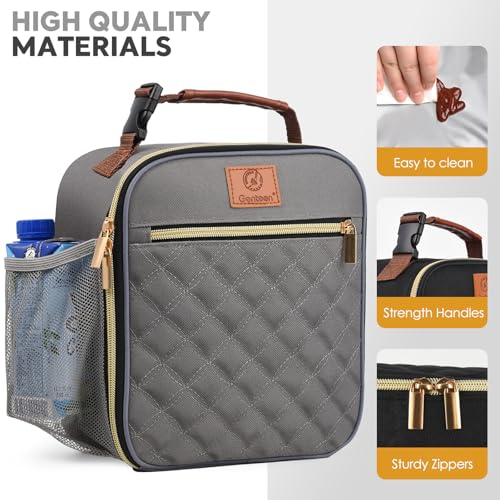 Genteen Kids Lunch Box Insulated Soft Mini Cooler with Bottle Holder, Lightweight Reusable Easy-Clean Lunch bag for Girls, Boys Back to School-Gray - color: Gray