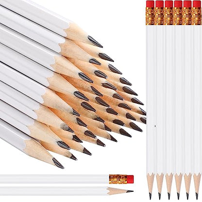 TecUnite 120 Pcs #2 HB Pencils with Eraser No 2 Unsharpened Wooden Hexagonal Pencils for Adults Gifts for School Exam art Learning Office Sketching(White) - color: White