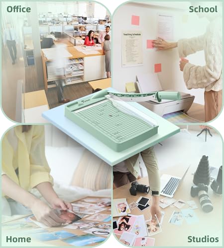 Firbon 12" Guillotine Paper Cutter, Heavy Duty 12-Sheet Capacity Trimmer for Cardstock, Photos, Scrapbooking, Office, Classroom, Studio (Morandi) - color: Morandi