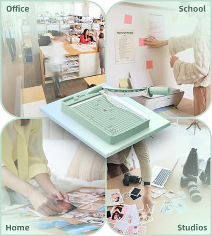 Firbon 12" Guillotine Paper Cutter, Heavy Duty 12-Sheet Capacity Trimmer for Cardstock, Photos, Scrapbooking, Office, Classroom, Studio (Morandi) - color: Morandi
