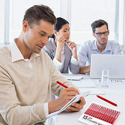 Lineon Erasable Gel Pens, 15 Pack Red Retractable Erasable Pens Clicker, Fine Point, Make Mistakes Disappear, Red Ink for for School & Office - color: 15 Pack Red