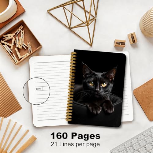 2 Pcs Cat A5 Spiral Notebook, Cute Cats College Ruled Spiral Notebook | 160 Ruled Pages Journaling Notebooks, Hardcover Journals for Writing Travel Business Office, Cat Lover Gifts for Women - color: Multicolour 0001