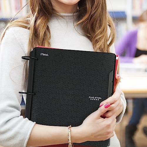 Five Star Flex Refillable Notebook + Study App,College Ruled Paper and 1-1/2 Inch TechLock Ring Binder with Pockets,Tabs and Dividers,300 Sheet Capacity,Black (29324AA2),(Pack of 6) - color: Black, size: 6 Pack