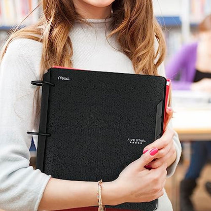 Five Star Flex Refillable Notebook + Study App, College Ruled Paper and 1 Inch TechLock Ring Binder with Pockets, Tabs and Dividers, 200 Sheet Capacity, Black (29328AA2) - color: Black, size: 1 Count (Pack of 1)